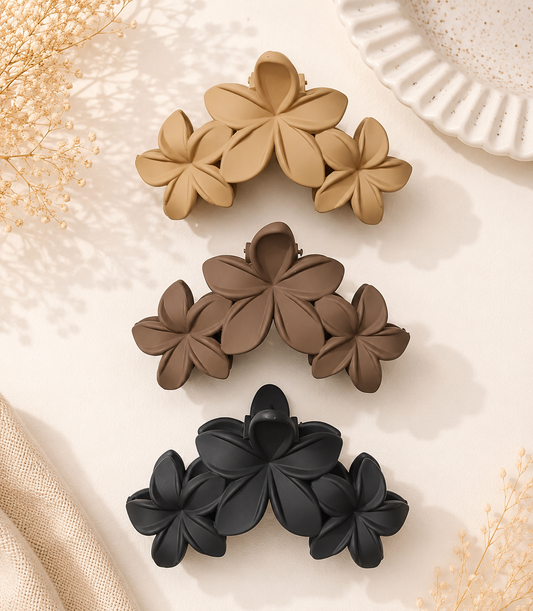 Matte Floral Hair Claw Clip – Korean Style Flower Hair Clip