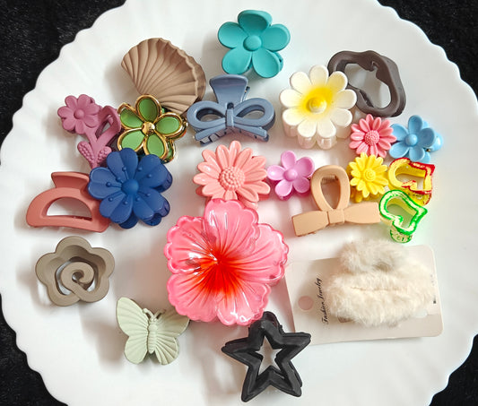 🌸 22 Pcs Assorted Hair Claw Clips Set for Women & Girls | Flower, Butterfly, Bow & Heart Designs